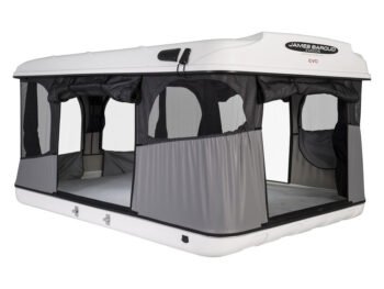 James Baroud Evasion M EVO Roof Top Tent – Coque fibre de verre, matelas haute densité